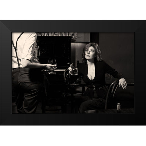 At The Bar Black Modern Wood Framed Art Print by Smirnov, Sergei