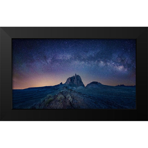 Ship Rock Under The Night Sky Black Modern Wood Framed Art Print by Zheng, Michael