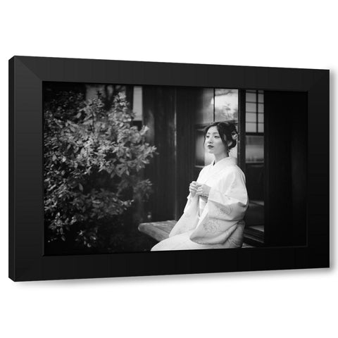 Risa Black Modern Wood Framed Art Print with Double Matting by Ishijima, Nobu