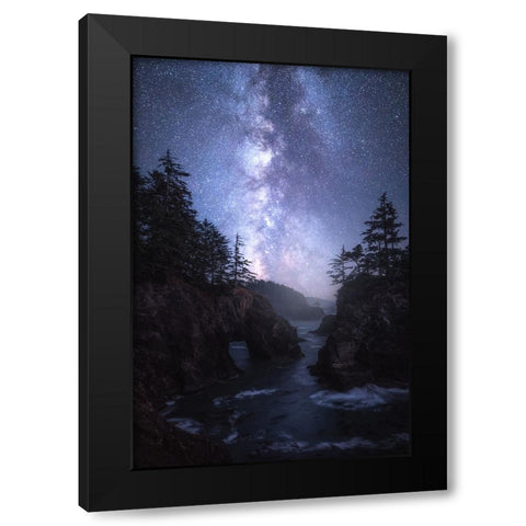 The Coast At Night Black Modern Wood Framed Art Print by Gastager, Daniel