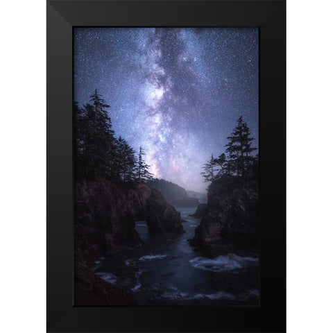 The Coast At Night Black Modern Wood Framed Art Print by Gastager, Daniel