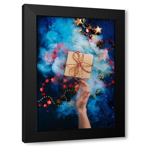 Dont Open Till Christmas Black Modern Wood Framed Art Print by Belenko, Dina