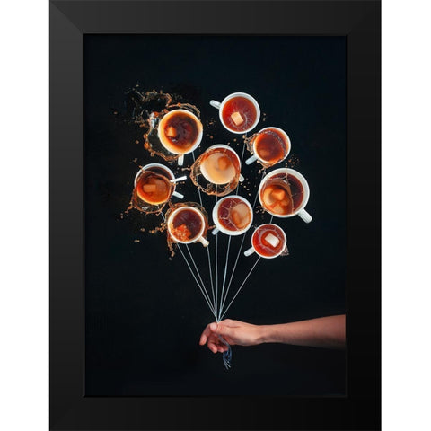 Coffee Balloons Black Modern Wood Framed Art Print by Belenko, Dina