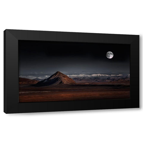 Moon Night Black Modern Wood Framed Art Print by Selions
