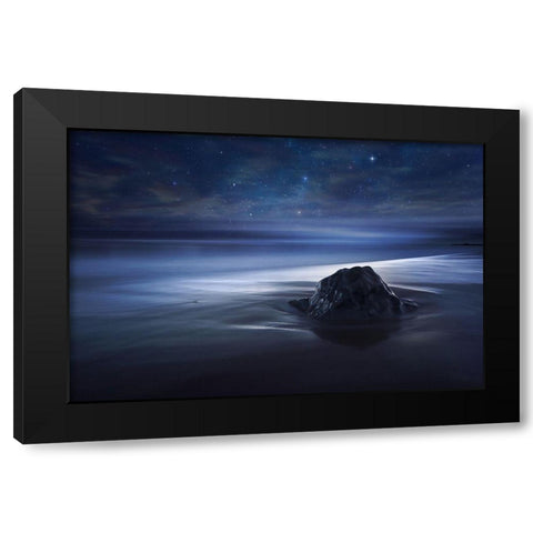 Blue Velvet Black Modern Wood Framed Art Print by Del Grosso, Sebastien