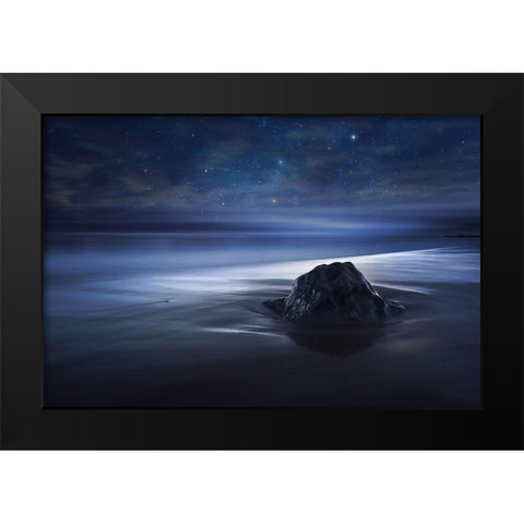 Blue Velvet Black Modern Wood Framed Art Print by Del Grosso, Sebastien