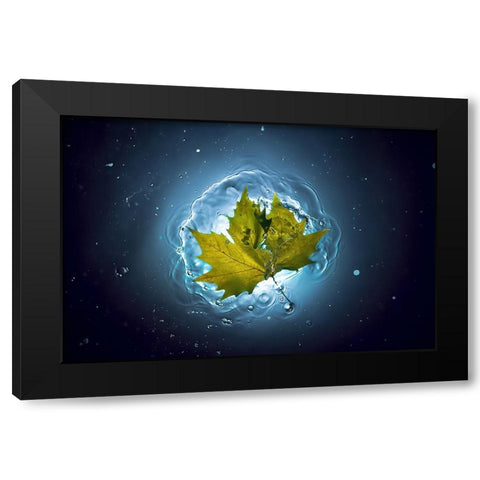 Cosmic Autumn Black Modern Wood Framed Art Print by Lazarov, Alexandar