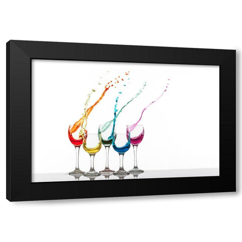 Glass Party Black Modern Wood Framed Art Print with Double Matting by Madison