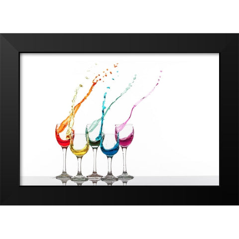 Glass Party Black Modern Wood Framed Art Print by Madison