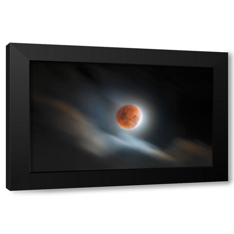 Super Blood Lunar Eclipse Black Modern Wood Framed Art Print by Juniawan, Rooswandy