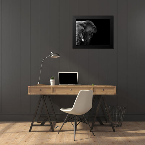 Elephant Black Modern Wood Framed Art Print by WildPhotoArt