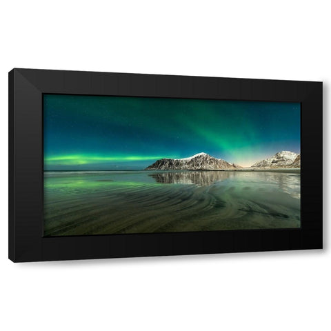 Skagsanden Lines Black Modern Wood Framed Art Print with Double Matting by Pelissier, Marc