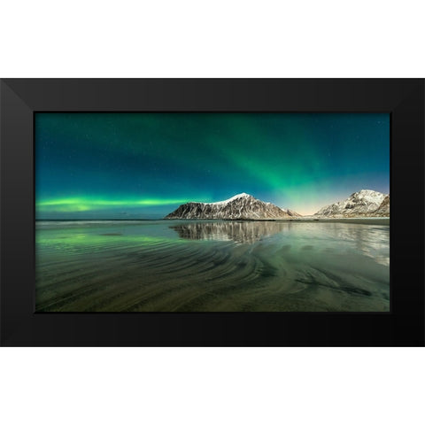 Skagsanden Lines Black Modern Wood Framed Art Print by Pelissier, Marc