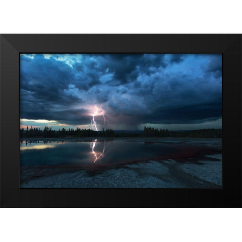 Lightning Above Turquoise Pool Black Modern Wood Framed Art Print by Fu, Annie