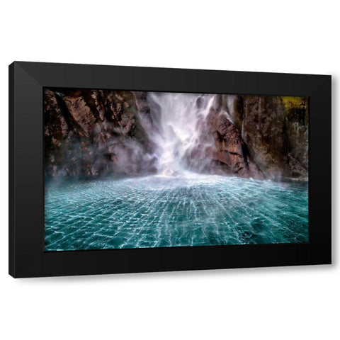 Stirling Falls Along Milford Sound Black Modern Wood Framed Art Print with Double Matting by Hua