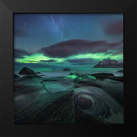 Chasing The Green Lady Black Modern Wood Framed Art Print by R. Nebelski, Rafal