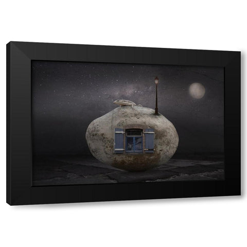 Stone House Black Modern Wood Framed Art Print by Vekemans, Muriel