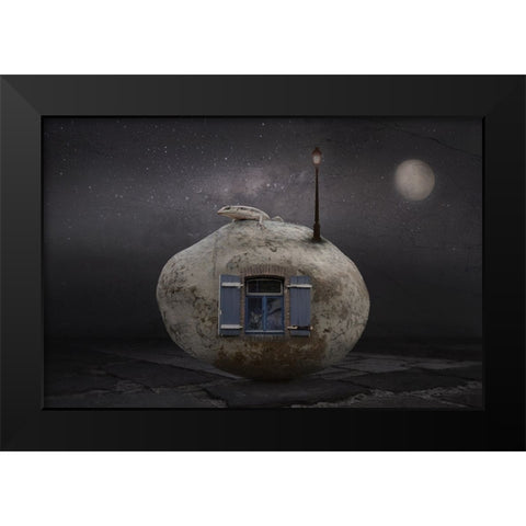 Stone House Black Modern Wood Framed Art Print by Vekemans, Muriel
