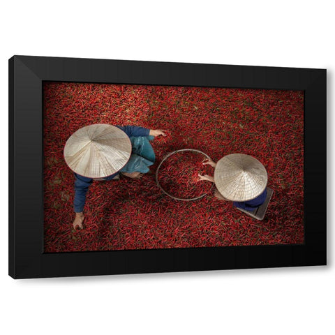 Chilli Black Modern Wood Framed Art Print with Double Matting by Intarob, Sarawut