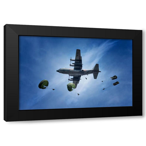 Drop Zone Black Modern Wood Framed Art Print by Juniawan, Rooswandy