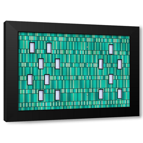 Green Facade Black Modern Wood Framed Art Print by aRRO