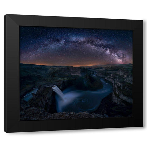 Starry Night Over Palouse Falls Black Modern Wood Framed Art Print by Jacobs, Lydia