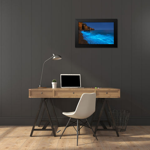 Bioluminescent Bay Black Modern Wood Framed Art Print by Zhu, Hua