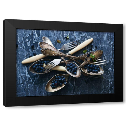 Spoonsablueberries Black Modern Wood Framed Art Print by Karina, Aleksandrova