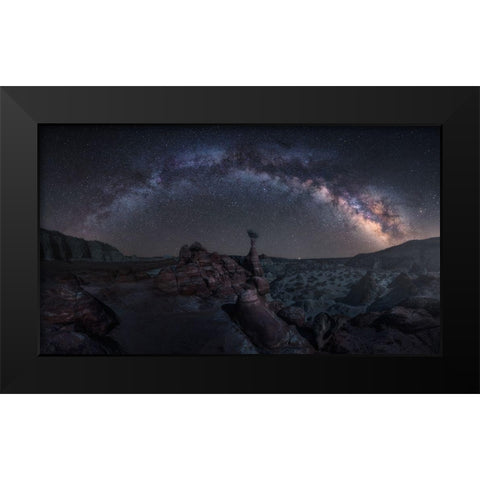Toadstool Night Black Modern Wood Framed Art Print by F. Turienzo, Carlos