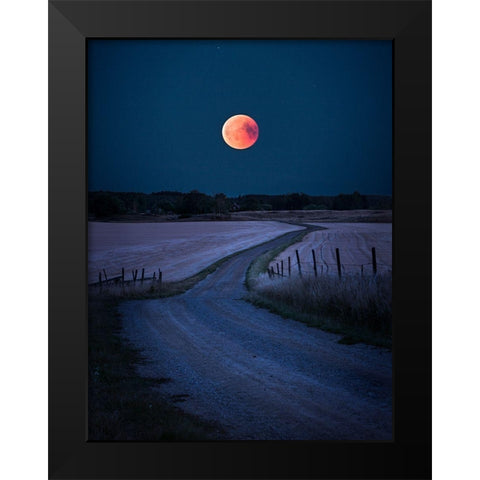 Bloodmoon 2018 Black Modern Wood Framed Art Print by Lindsten, Christian