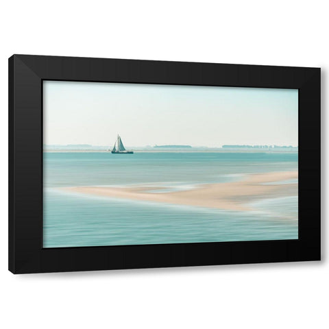 Passing A Sandbank Black Modern Wood Framed Art Print with Double Matting by De Laat, Bernardine