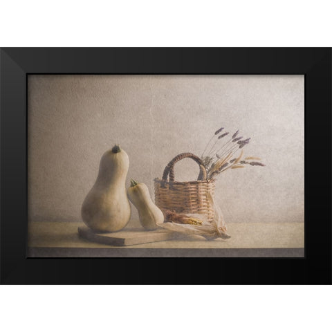 Pumpkins And Corn Black Modern Wood Framed Art Print by Polo, Piera