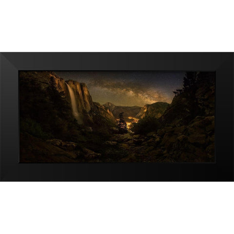 Yosemite Falls Black Modern Wood Framed Art Print by Zhang, Yan