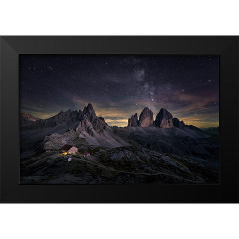 Tre Cime Di Lavaredo Black Modern Wood Framed Art Print by Deng, Larry