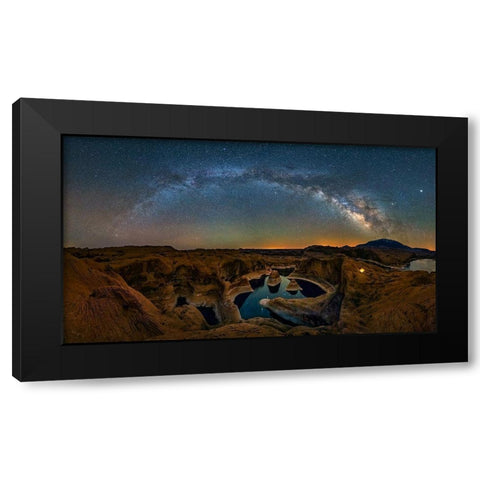 Milky Way Over Reflection Canyon Black Modern Wood Framed Art Print by Zhu, Hua