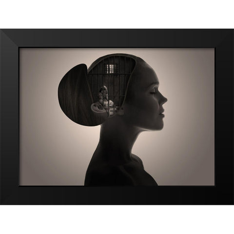 Inner Child Black Modern Wood Framed Art Print by Golchin, Aryana