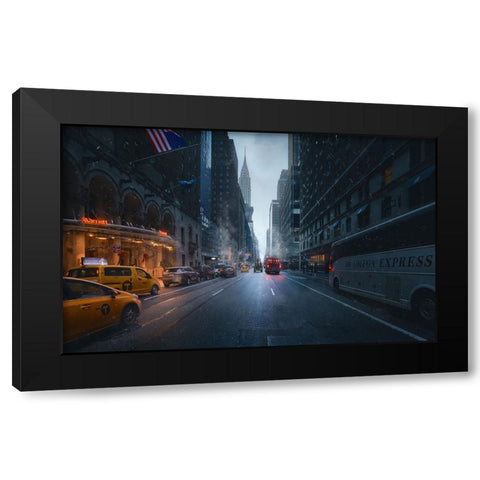 Good Morning Ny Black Modern Wood Framed Art Print with Double Matting by De La, Javier