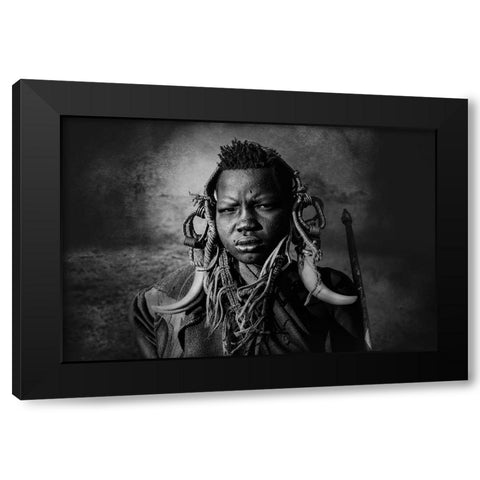 Omo Valley Girl Black Modern Wood Framed Art Print with Double Matting by Yosifov, Svetlin
