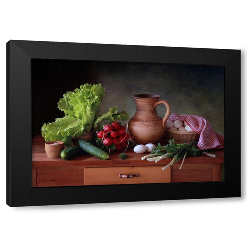 Still Life With Vegetables Black Modern Wood Framed Art Print with Double Matting by Skorokhod, Tatyana