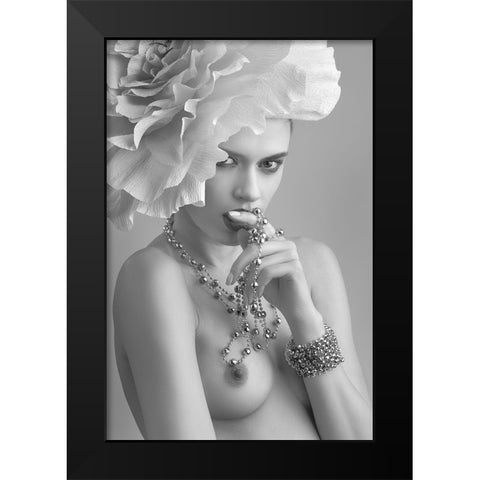 Flower Black Modern Wood Framed Art Print by Valevicius, Aurimas