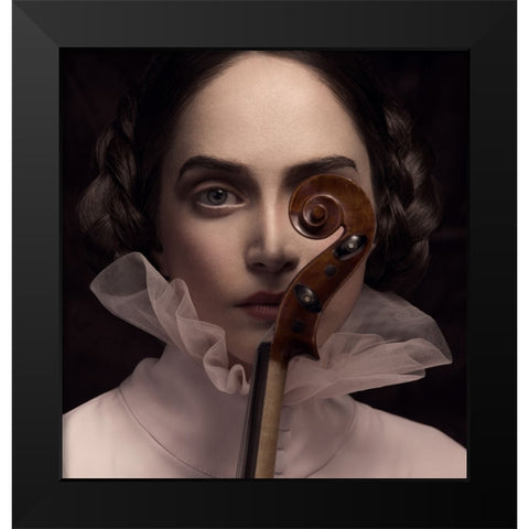 The Dark Violinist Black Modern Wood Framed Art Print by Naderi, Peyman