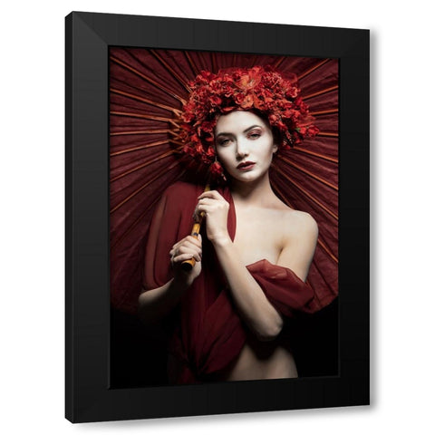 Aichiyo Black Modern Wood Framed Art Print by Siegart