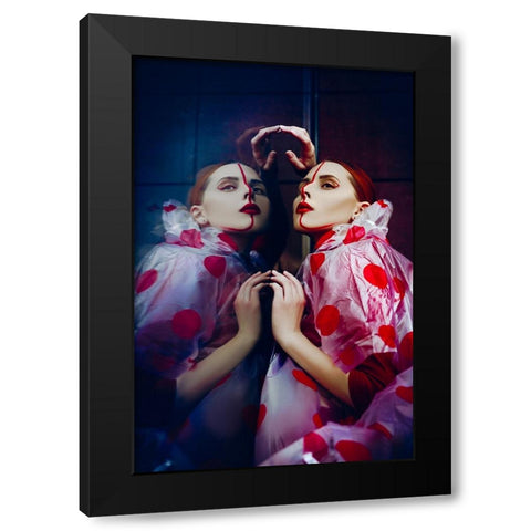 Double Red Line Black Modern Wood Framed Art Print with Double Matting by Bolgov, Ruslan