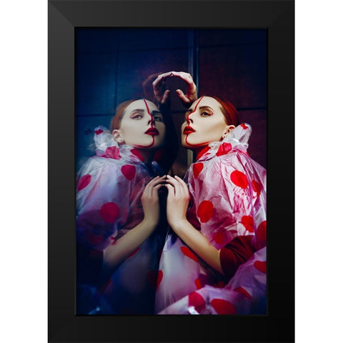 Double Red Line Black Modern Wood Framed Art Print by Bolgov, Ruslan