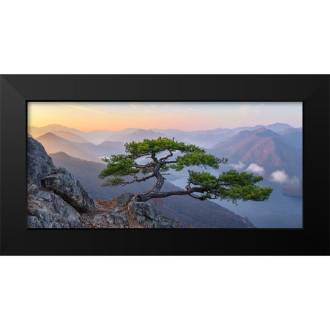 When The Day Breaks Black Modern Wood Framed Art Print by Ryu, Jaeyoun