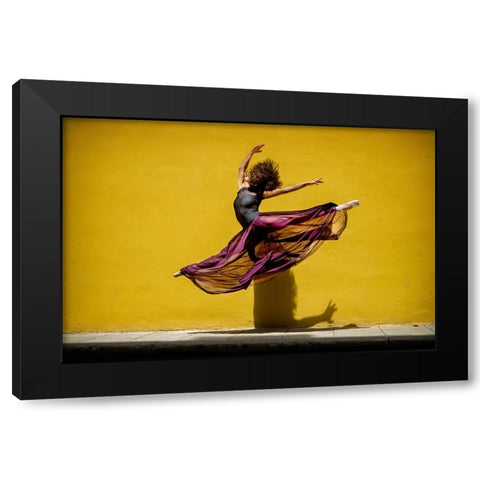 Ballet Dancer Jumping Black Modern Wood Framed Art Print by Gil Raga, Joan