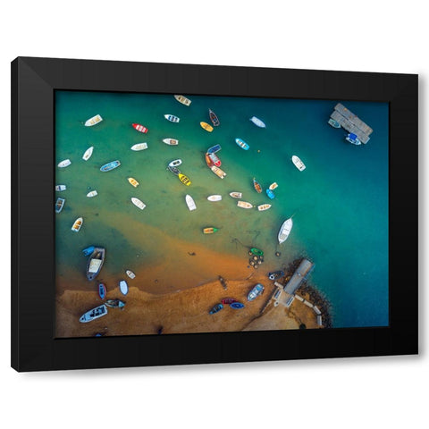 Port Of Chiclana Black Modern Wood Framed Art Print by Manuel Martin, Jose