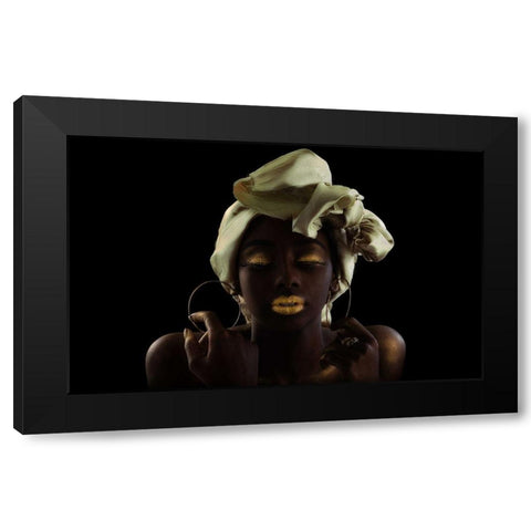 Gold On Black Black Modern Wood Framed Art Print with Double Matting by Eichelberg, Amnon
