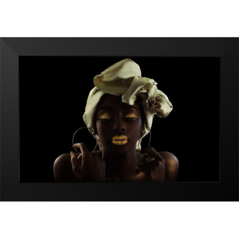 Gold On Black Black Modern Wood Framed Art Print by Eichelberg, Amnon
