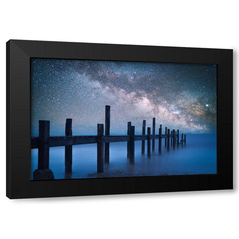 A Starry Night Black Modern Wood Framed Art Print by Z, Bingo